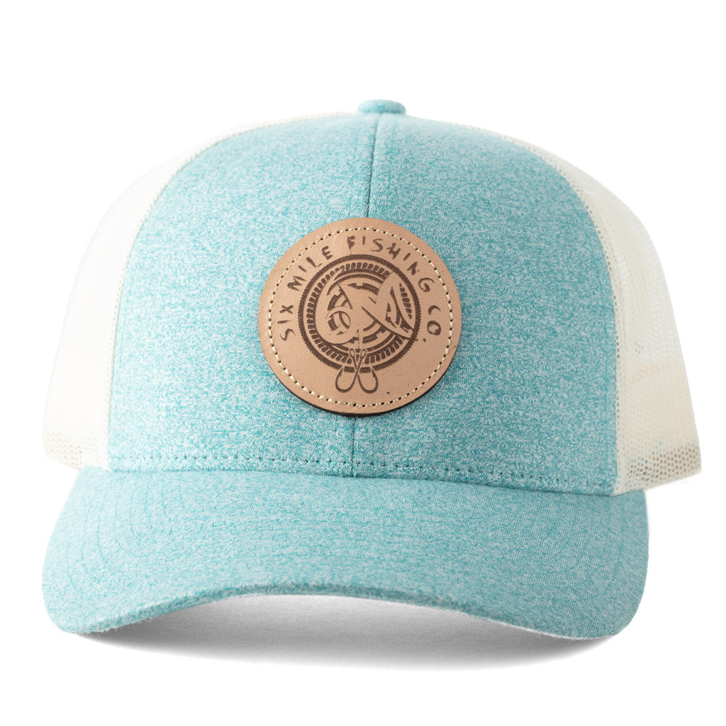 Six Mile Fishing Co. Leather Patch Hat - Heather Aqua