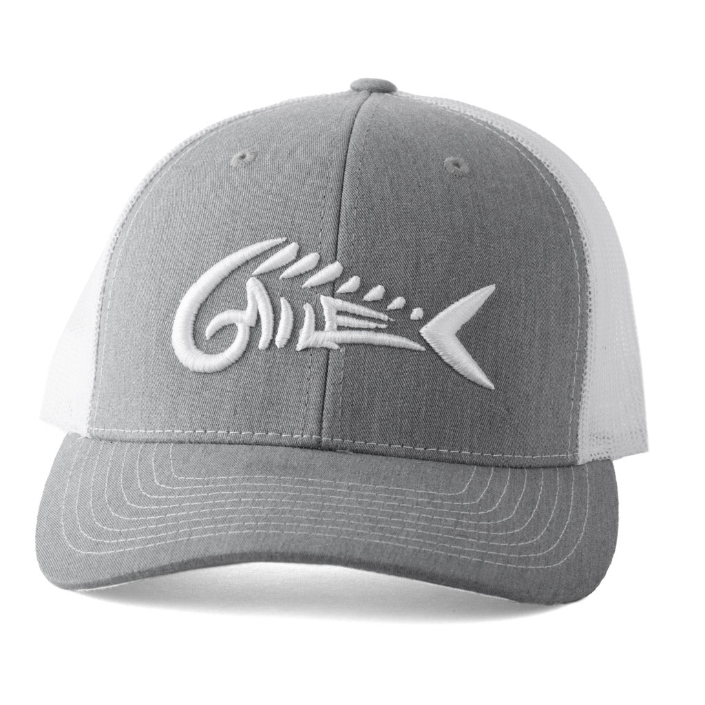 6 Mile Fish Co 6MFC-1902 Skeletal Dolphin Hat in Heather Gray White
